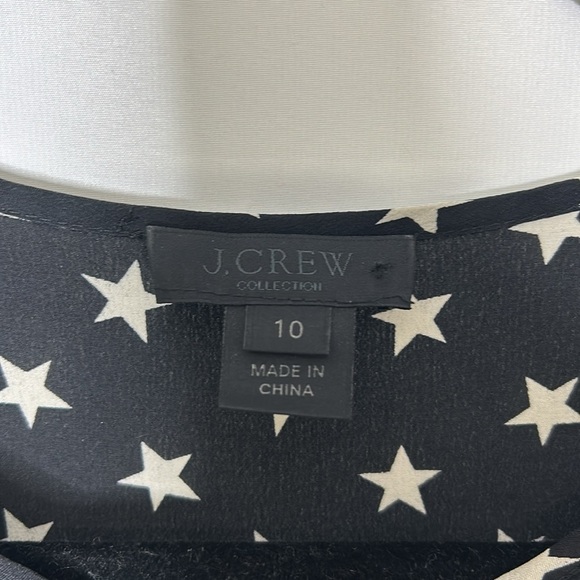 J. Crew Star Print Ruffle Detail Silk Dress Size 10 - Picture 6 of 9